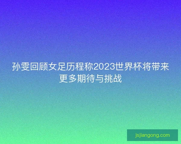 孙雯回顾女足历程称2023世界杯将带来更多期待与挑战